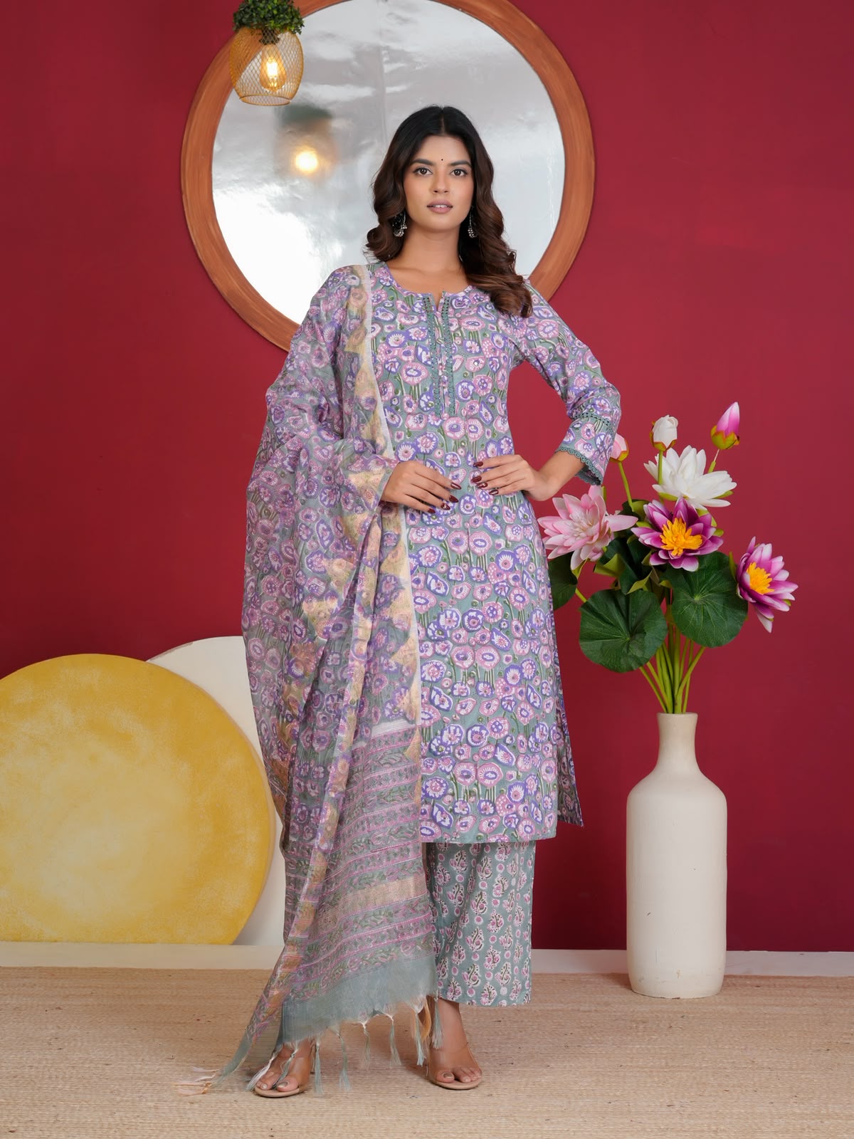 Cotton Suit With Kota Doriya Dupatta