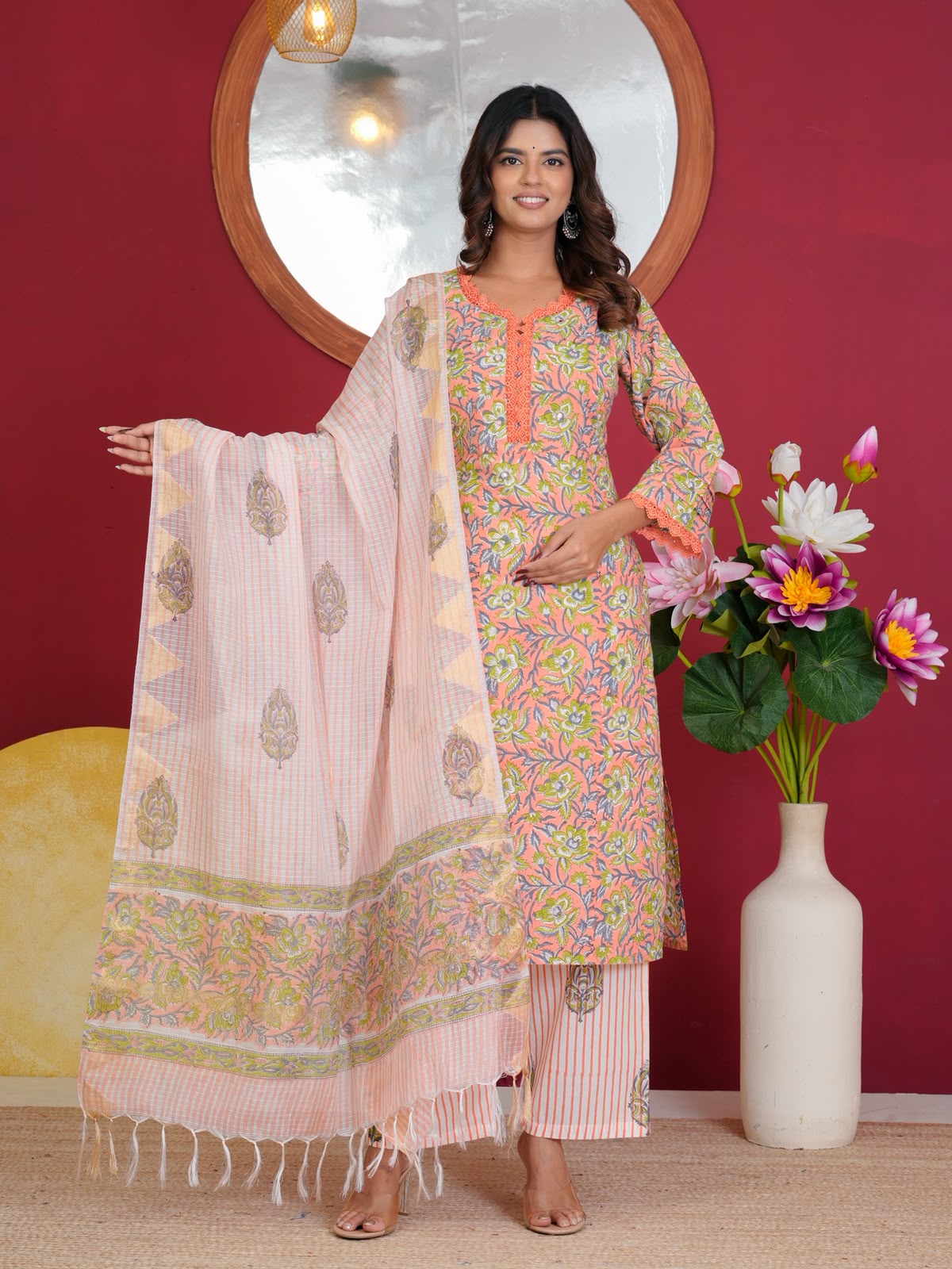 Cotton Suit With Kota Doriya Dupatta