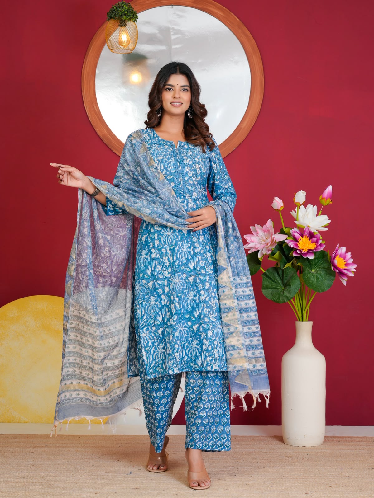 Cotton Suit With Kota Doriya Dupatta