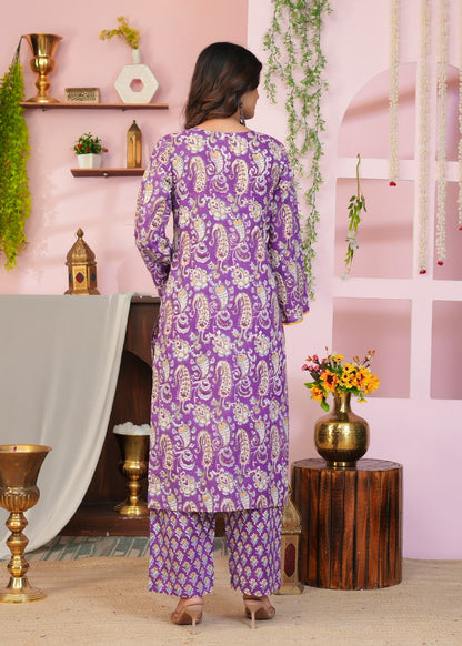 Purple Paisley Kota Dupatta Suit