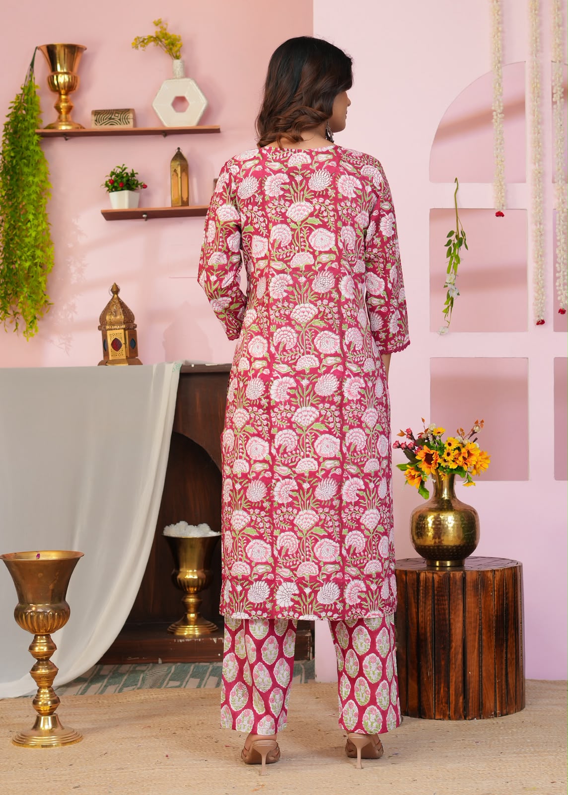 Red Blush Petals Kota Dupatta Suit