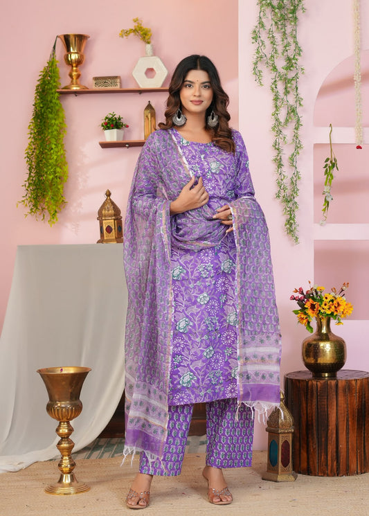 Purple Whispers Kota Dupatta Suit