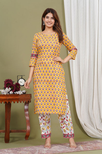 hand block printed kurta set with dupatta