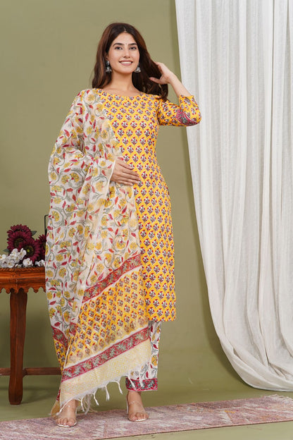 hand block printed kurta set with dupatta