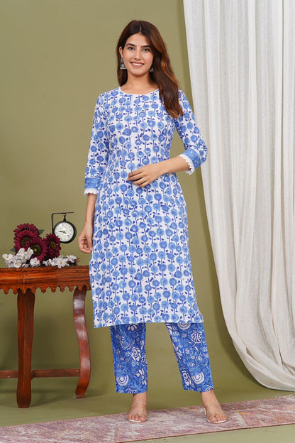 hand block printed kurta set with dupatta