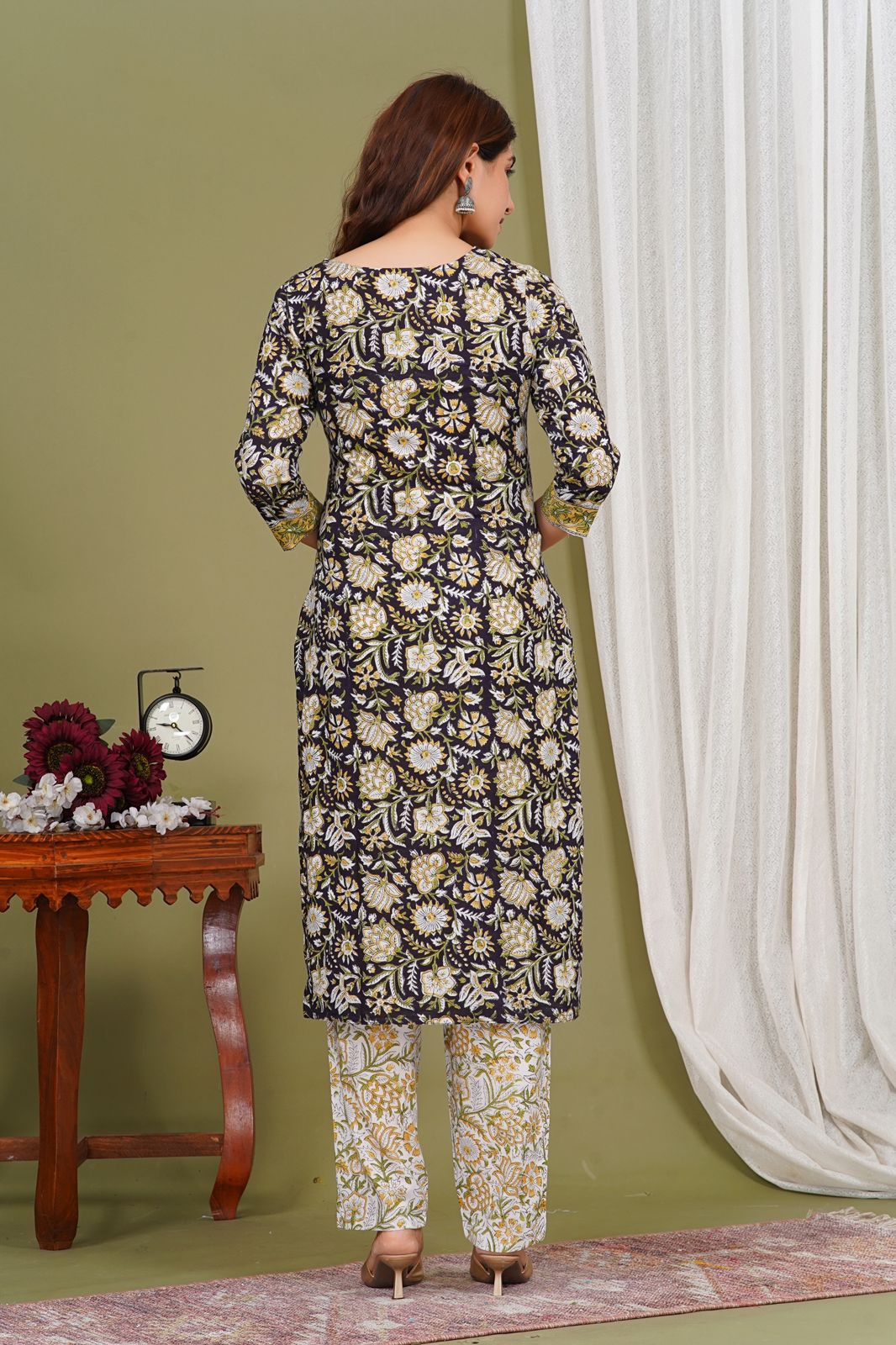 hand block printed kurta set with dupatta