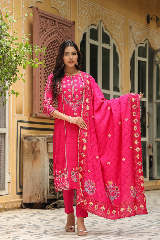 Pink Petal Dream Muslin Silk Suit