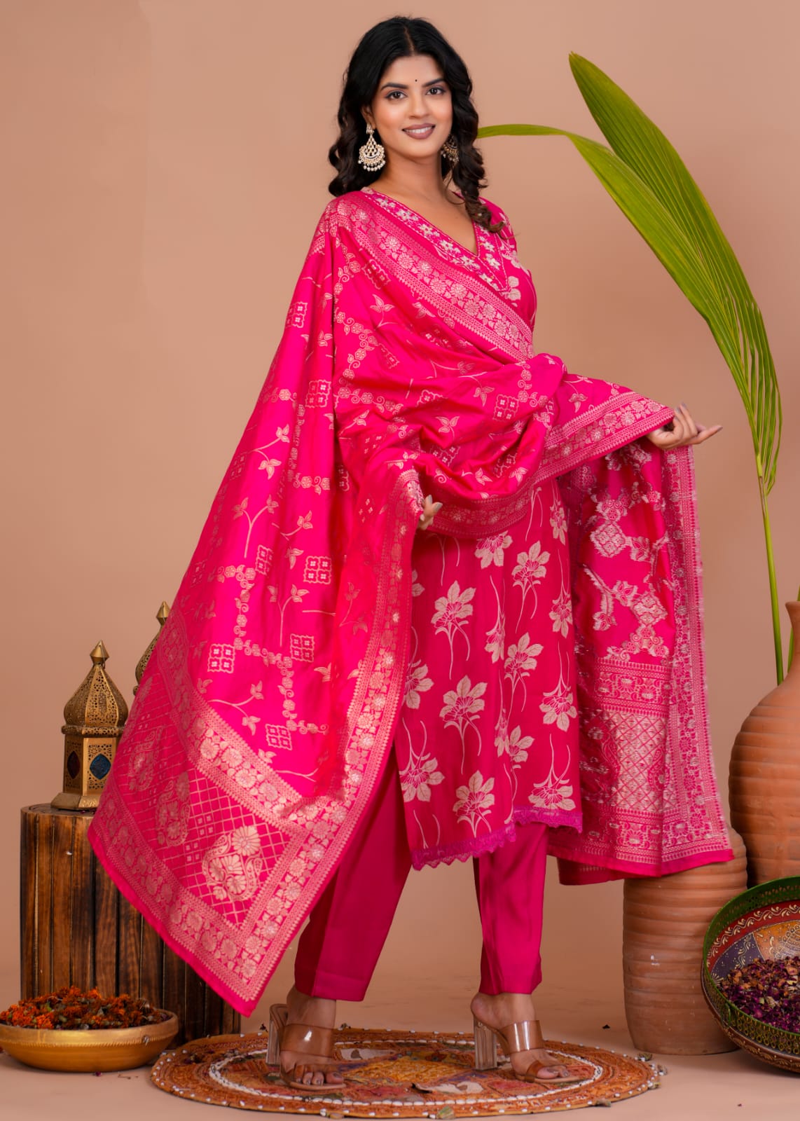 hand block printed kurta set with dupatta