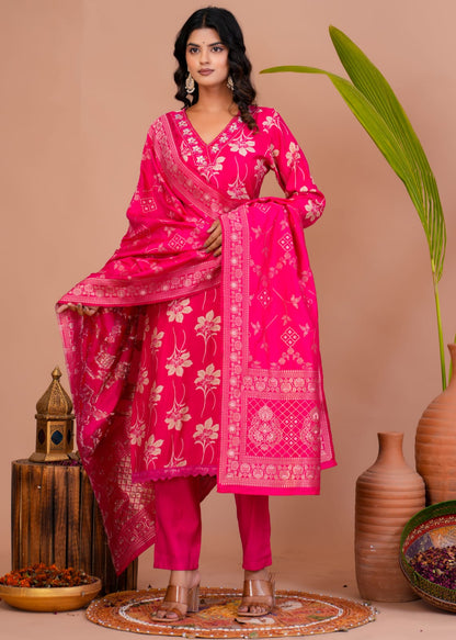 hand block printed kurta set with dupatta