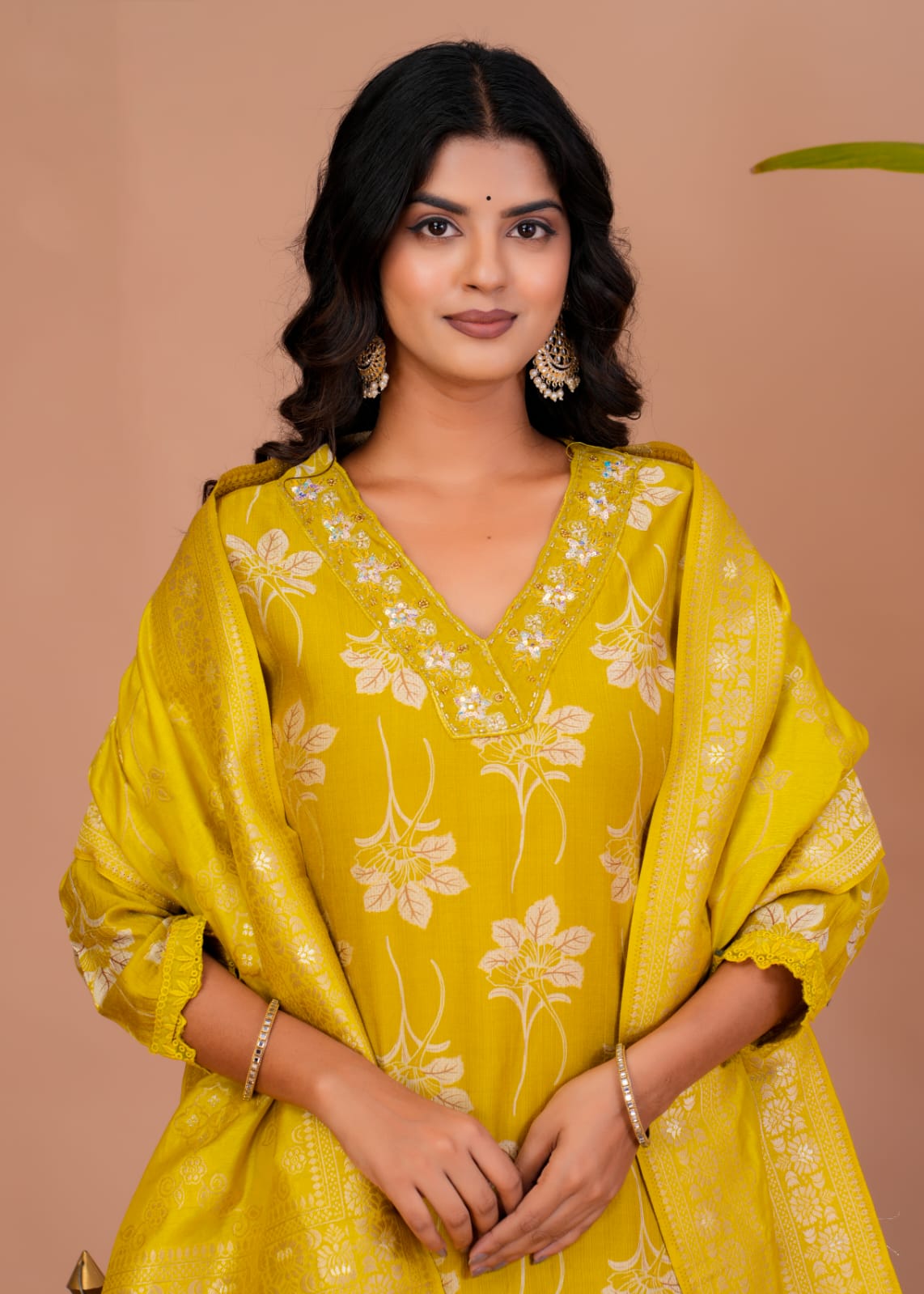 hand block printed kurta set with dupatta