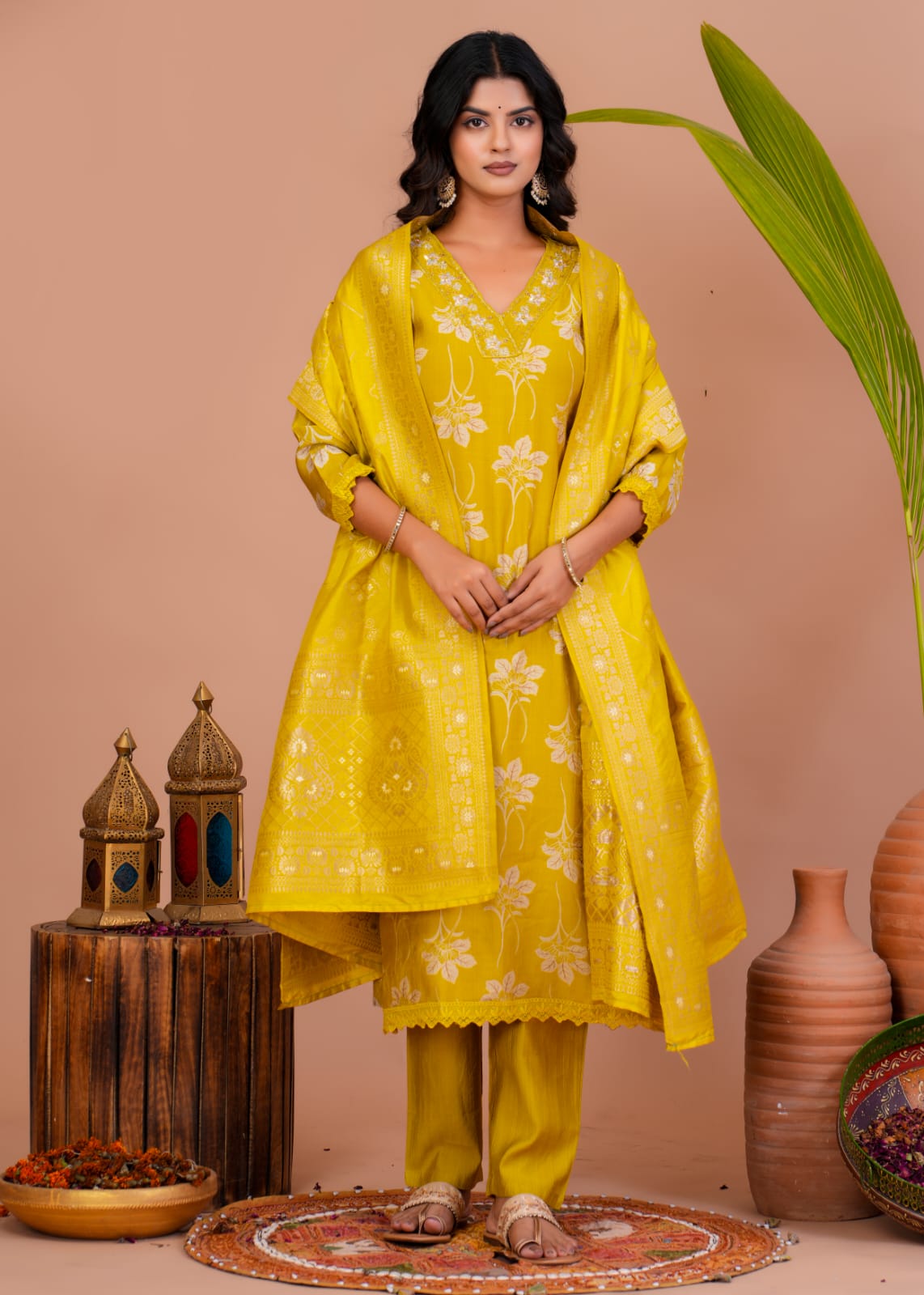 hand block printed kurta set with dupatta