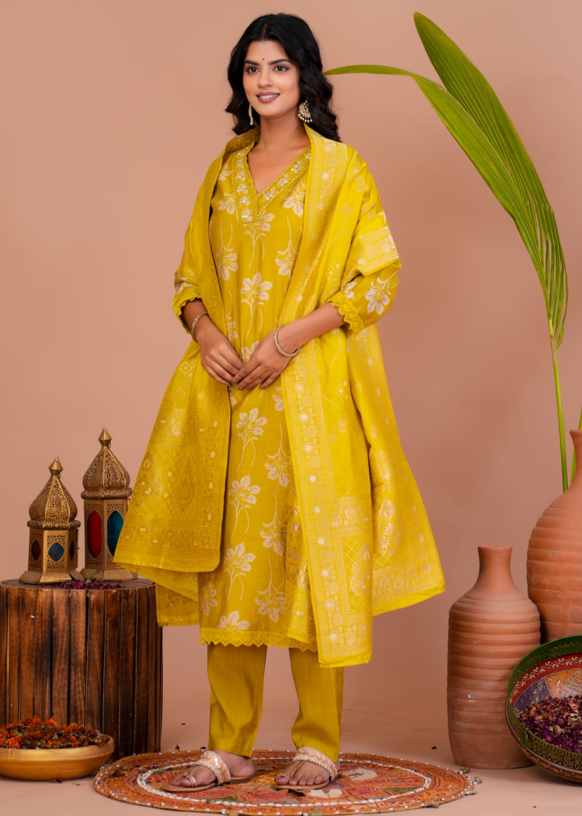 hand block printed kurta set with dupatta