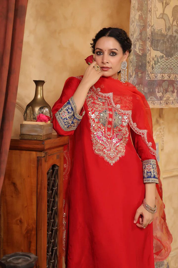 hand block printed kurta set with dupatta