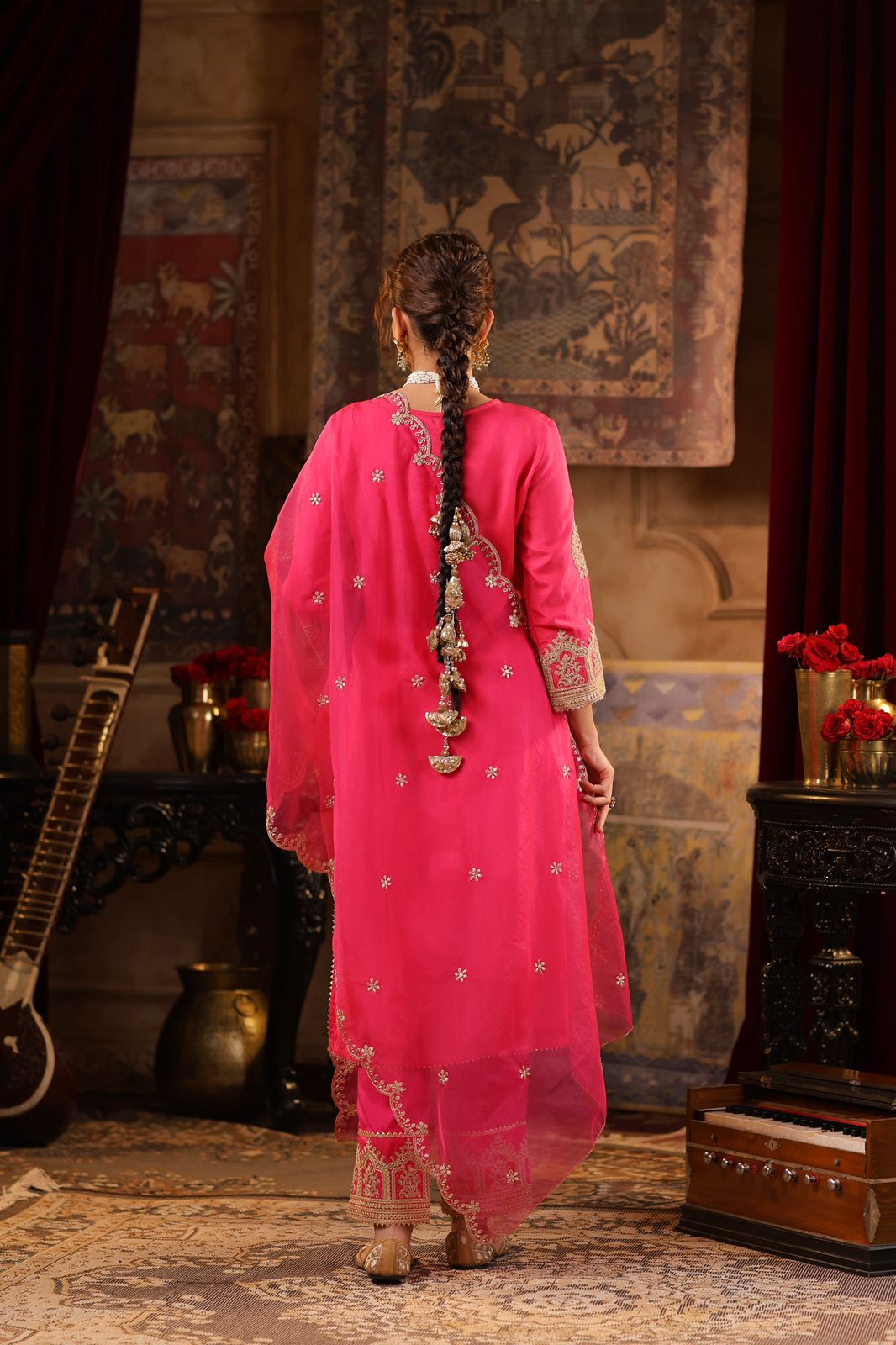 hand block printed kurta set with dupatta