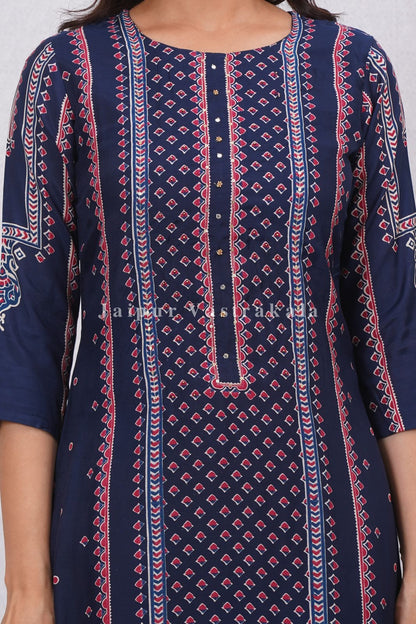 Blue Ethnic Mirage Muslin Suit