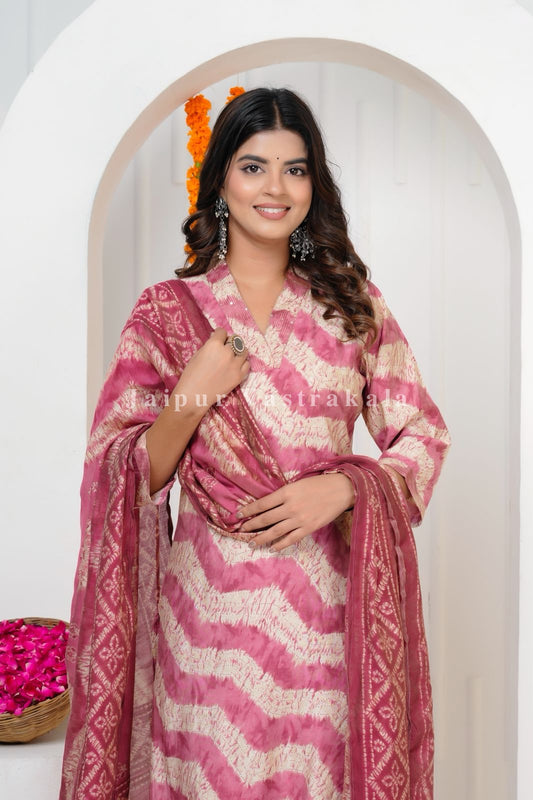 Pink Mirage Muslin Silk Suit
