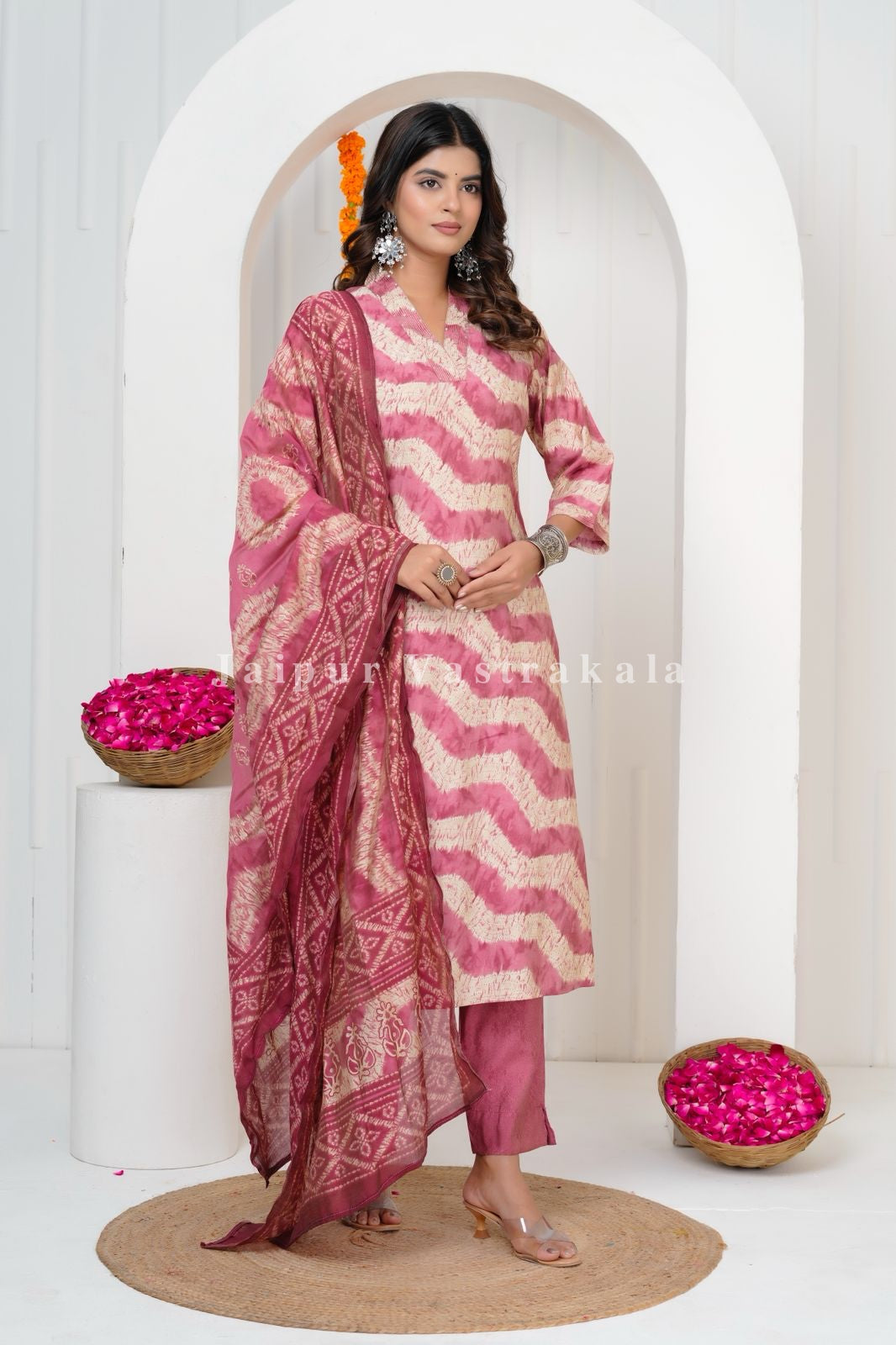 Pink Mirage Muslin Silk Suit