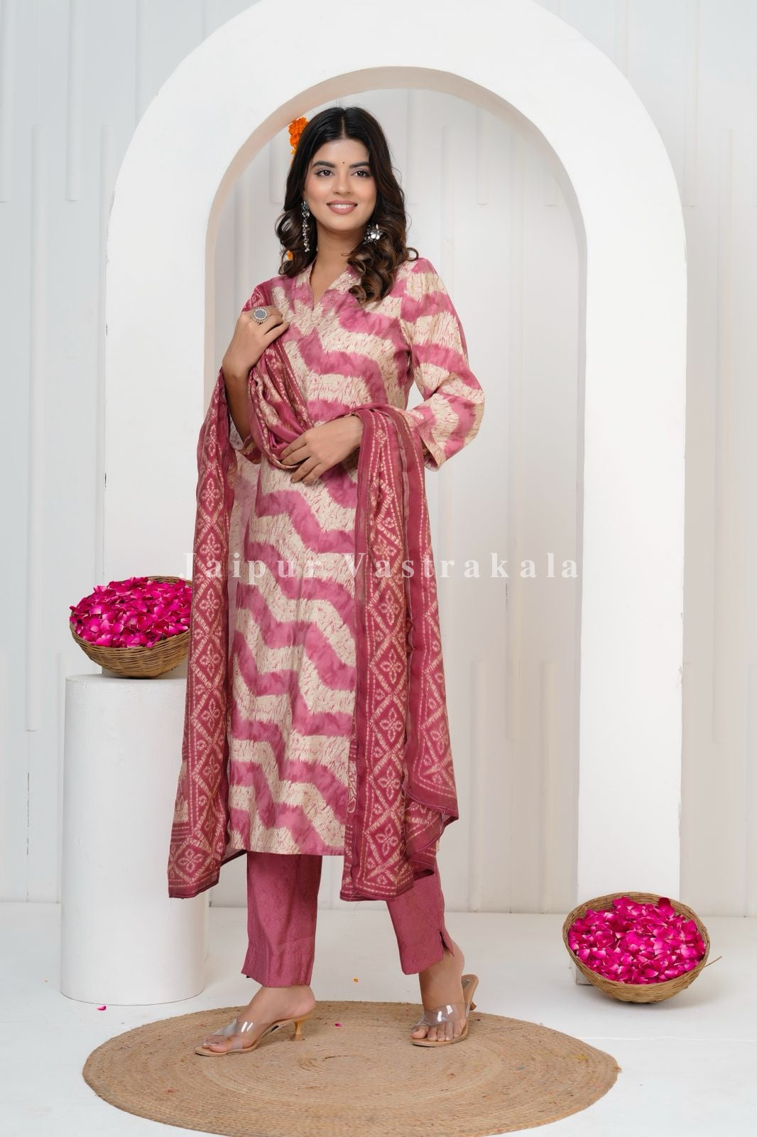 Pink Mirage Muslin Silk Suit