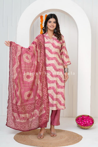 Pink Mirage Muslin Silk Suit