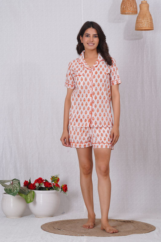 cotton printed night suit set