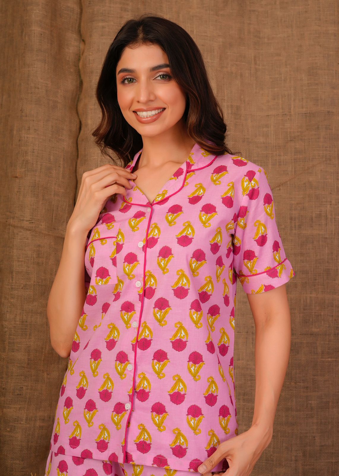 Pink Booti Shorts Night Suit