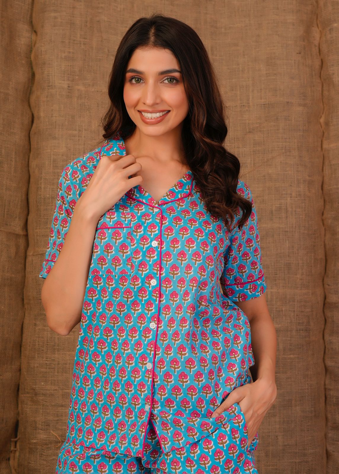 Pretty Blue Shorts Night Suit