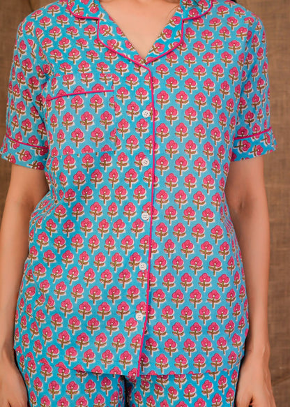 Pretty Blue Shorts Night Suit