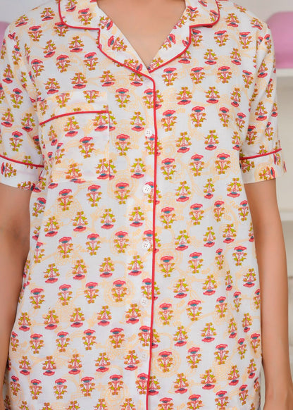 Ivory Meadow Shorts Night Suit
