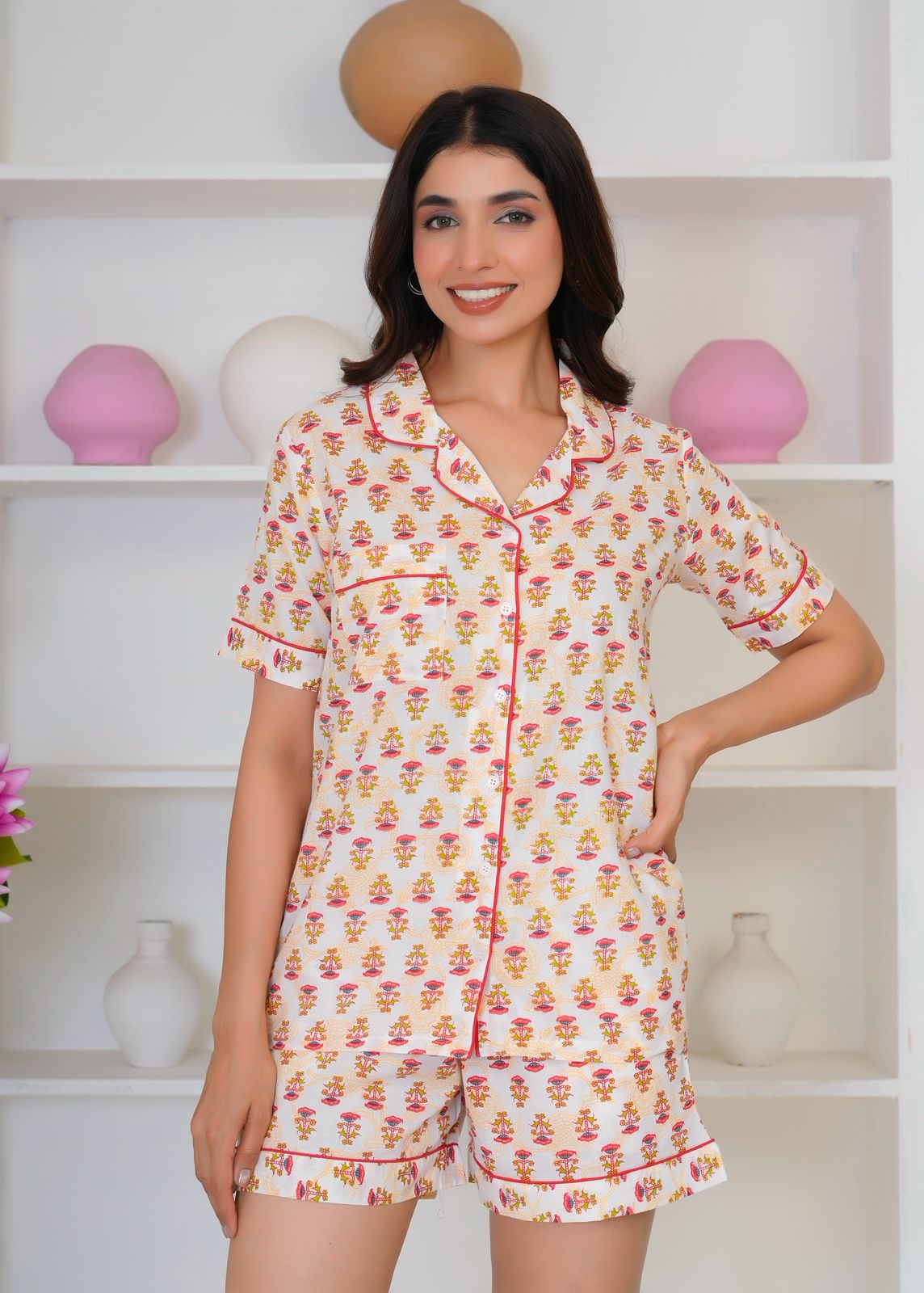 Ivory Meadow Shorts Night Suit