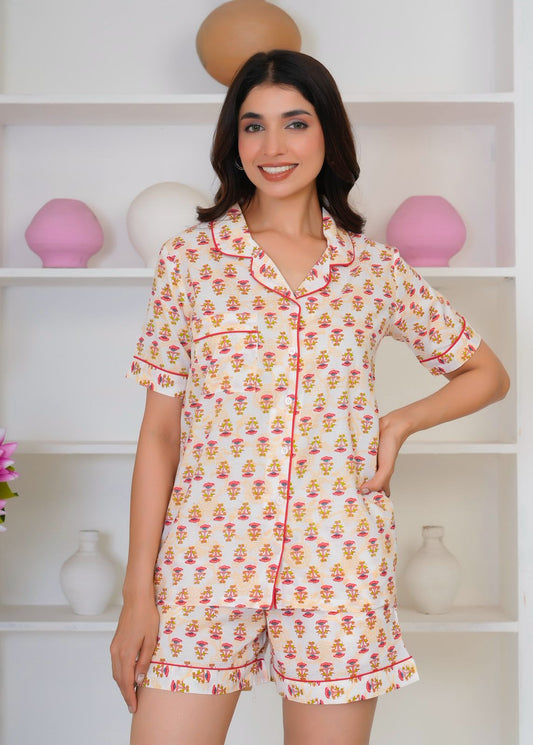 Ivory Meadow Shorts Night Suit