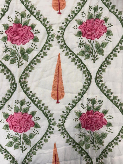 Orange Pink Veins Reversible Single Bed Quilt