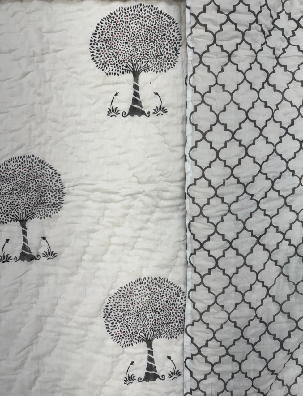 Gray Minimalist Reversible Single Bed Quilt