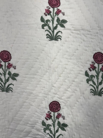 Pink Maroon Boota Reversible Single Bed Quilt