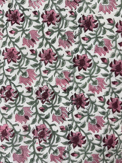 Pink Maroon Boota Reversible Single Bed Quilt