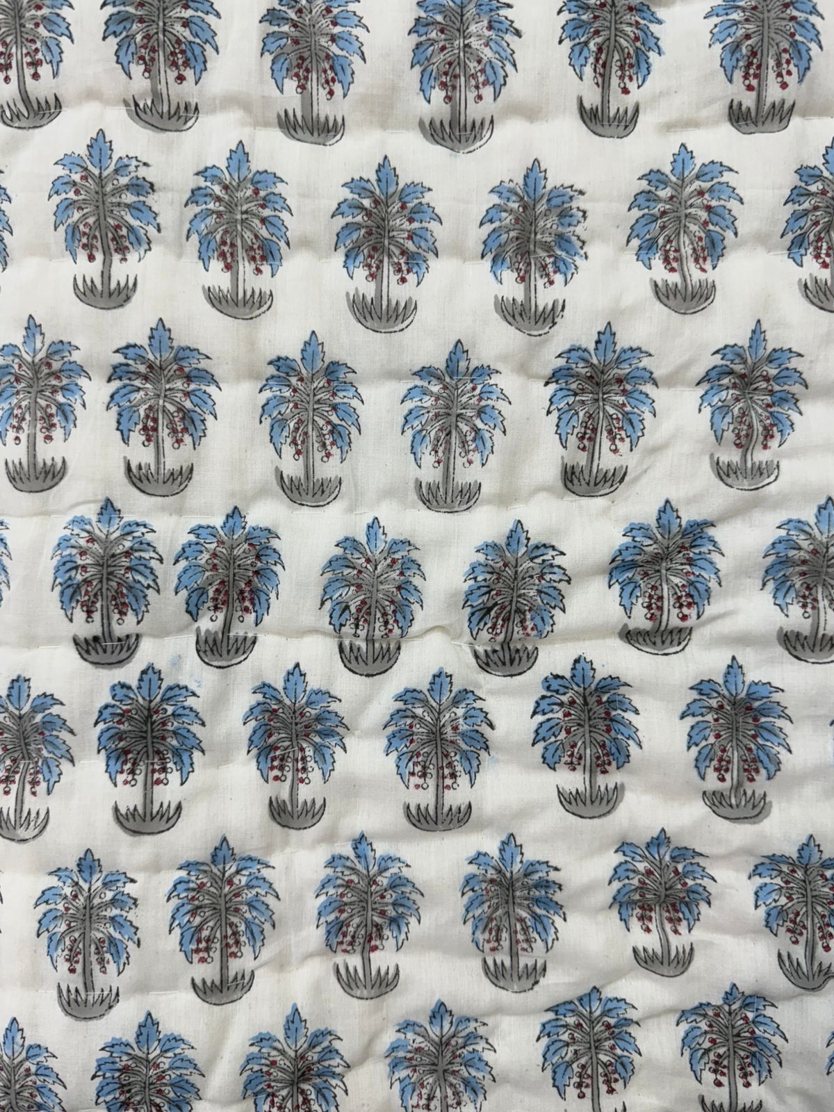 Blue Palm Haven Reversible Single Bed Quilt