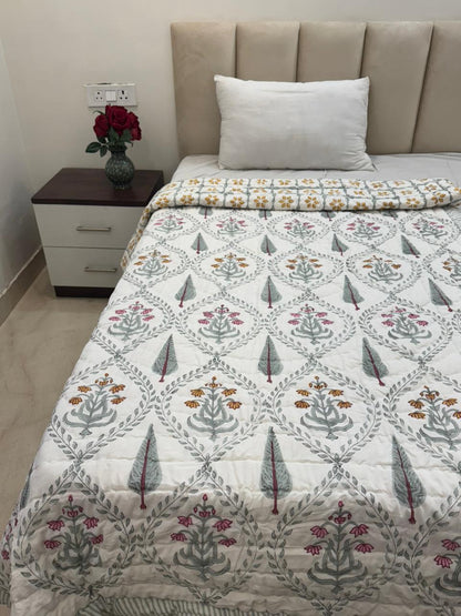 Petal Cascade Reversible Single Bed Quilt