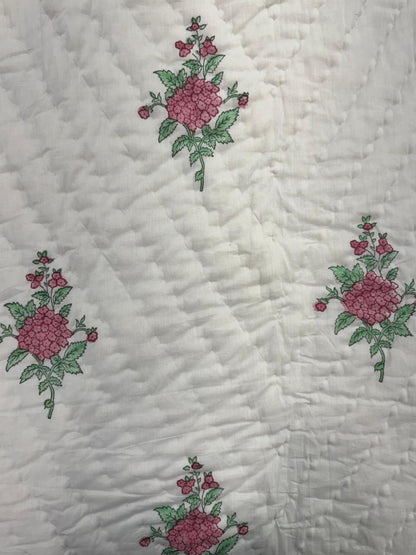 Pomegranate Pink Reversible Single Bed Quilt