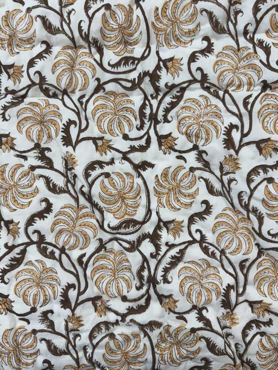 Mughal Mustard Brown Reversible Single Bed Quilt