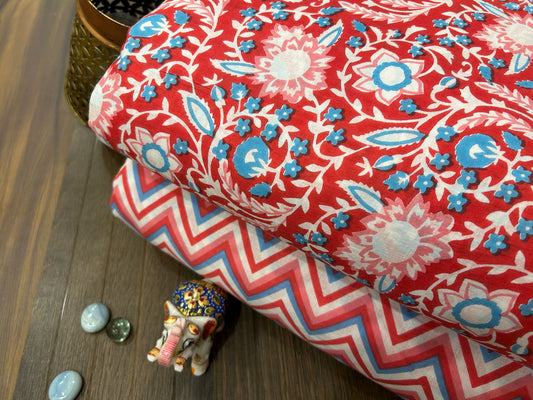 Cotton Printed Two Pc Fabric Set