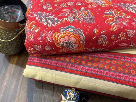 Cotton Printed Two Pc Fabric Set