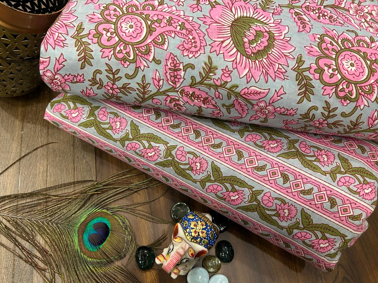 Cotton Printed Two Pc Fabric Set
