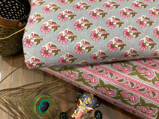 Cotton Printed Two Pc Fabric Set
