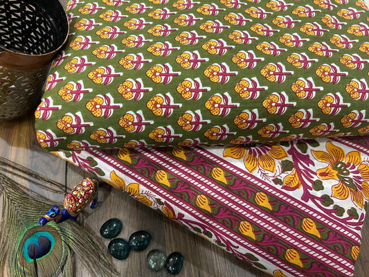 Cotton Printed Two Pc Fabric Set