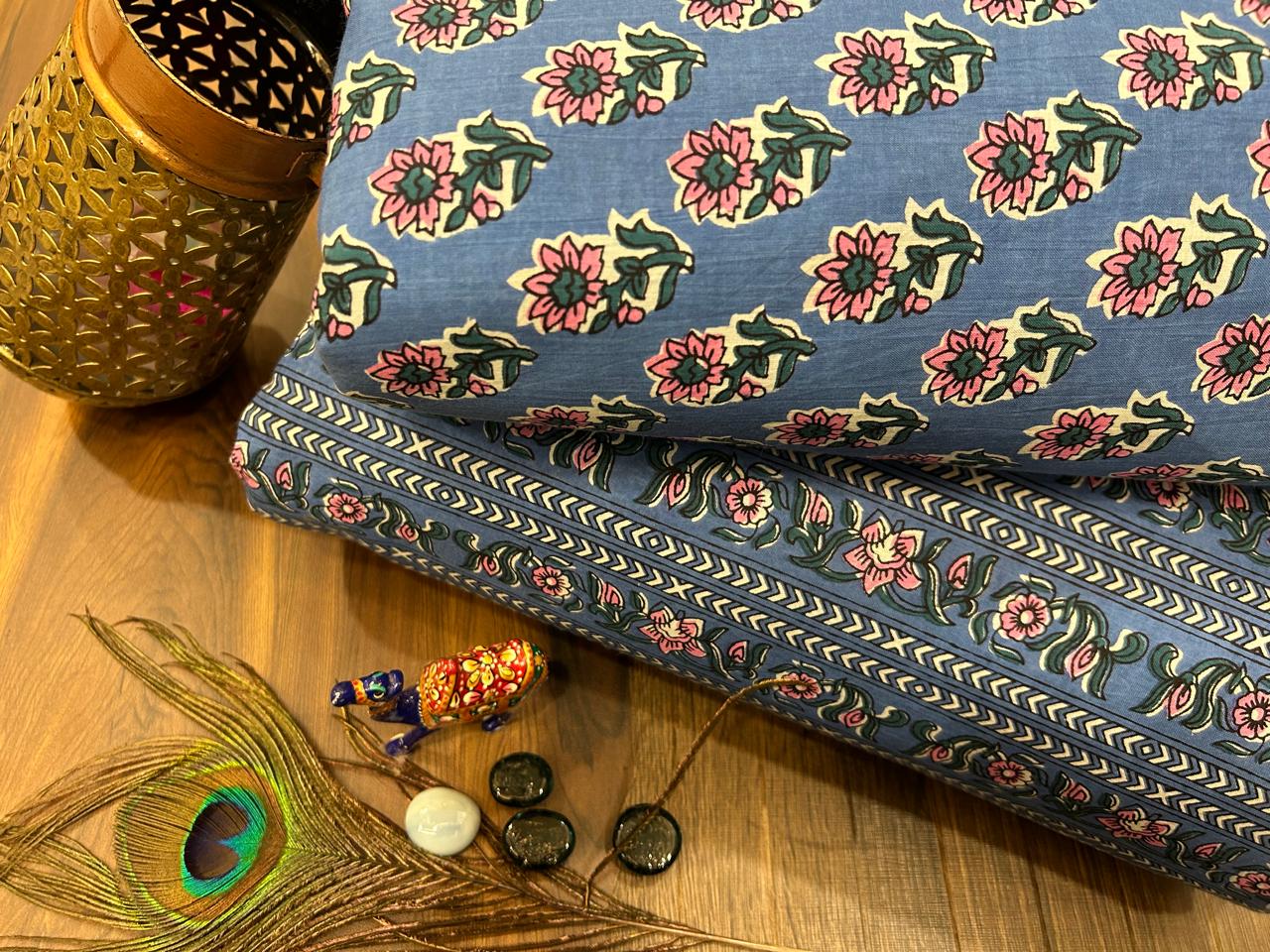 Cotton Printed Two Pc Fabric Set