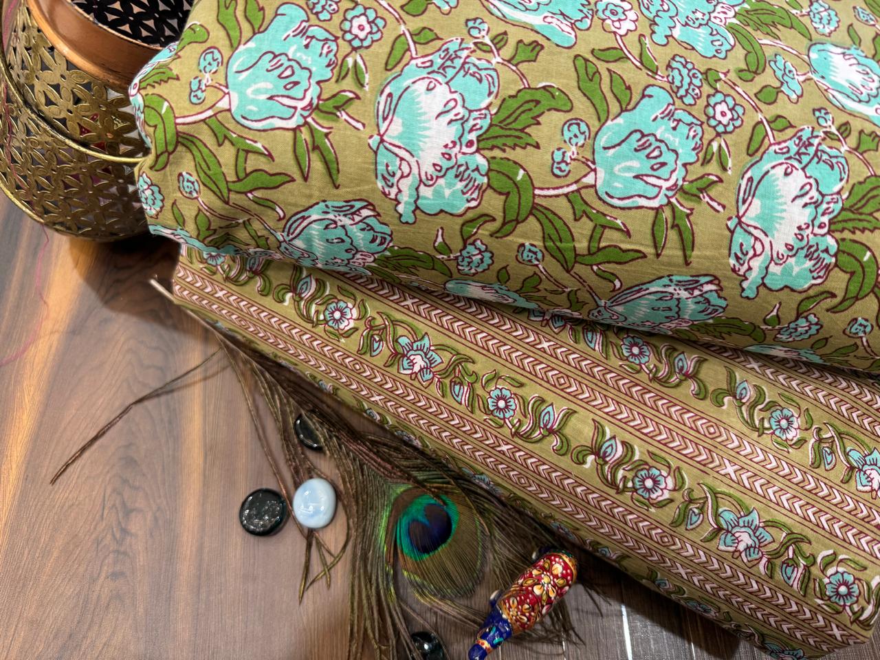 Cotton Printed Two Pc Fabric Set