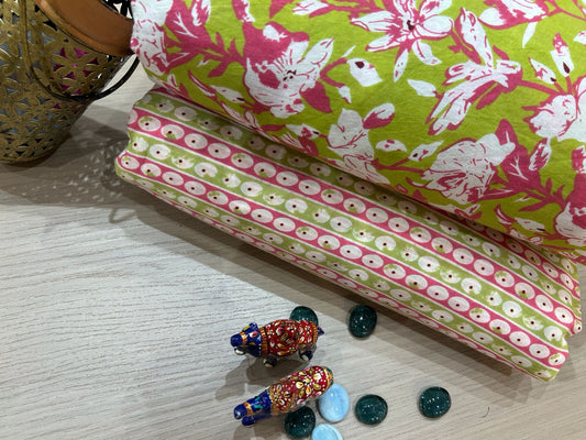 Cotton Printed Two Pc Fabric Set