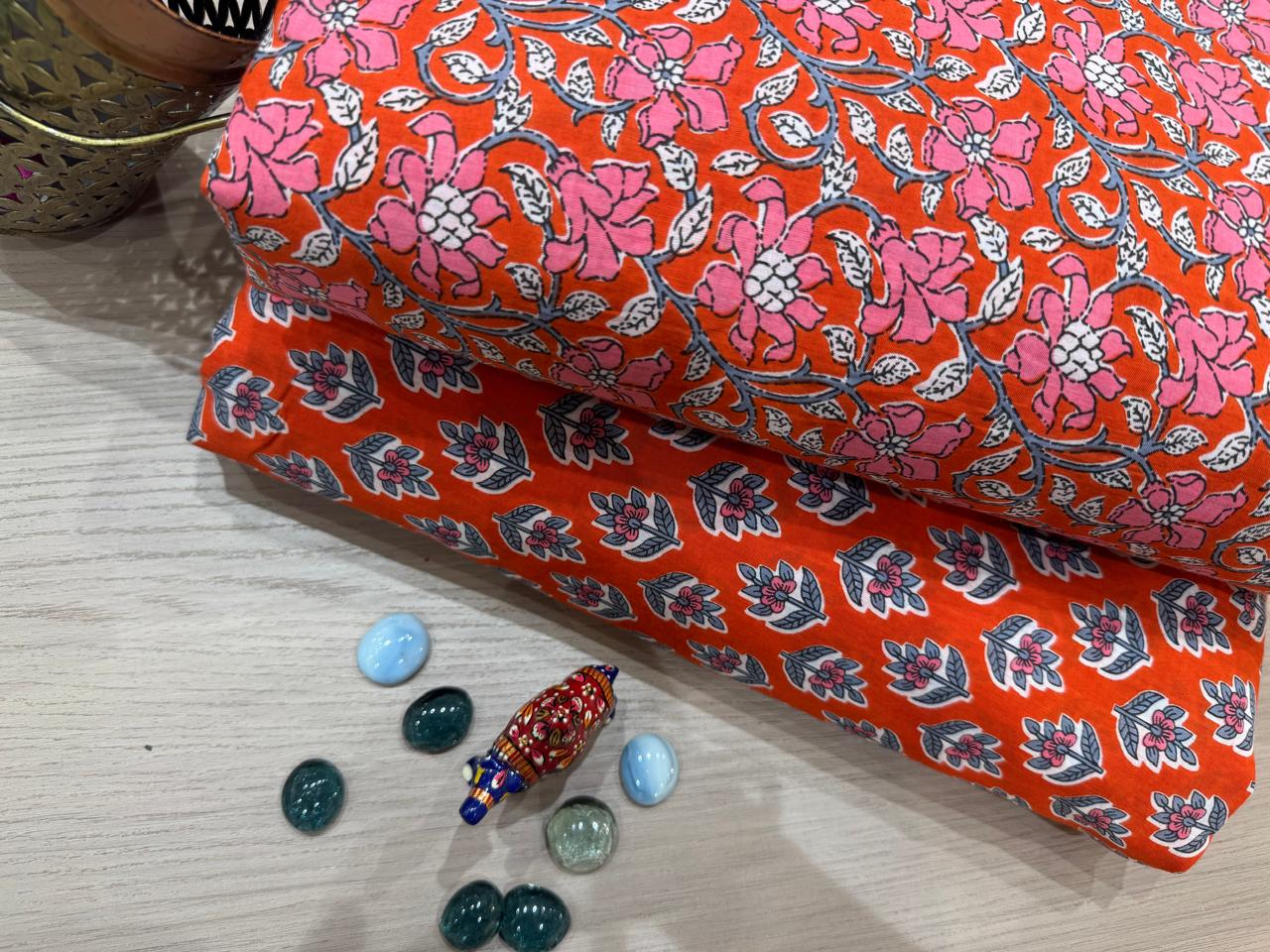 Cotton Printed Two Pc Fabric Set