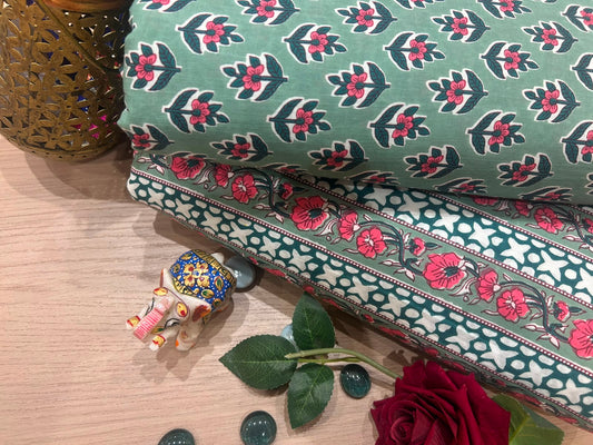 Cotton Printed Two Pc Fabric Set