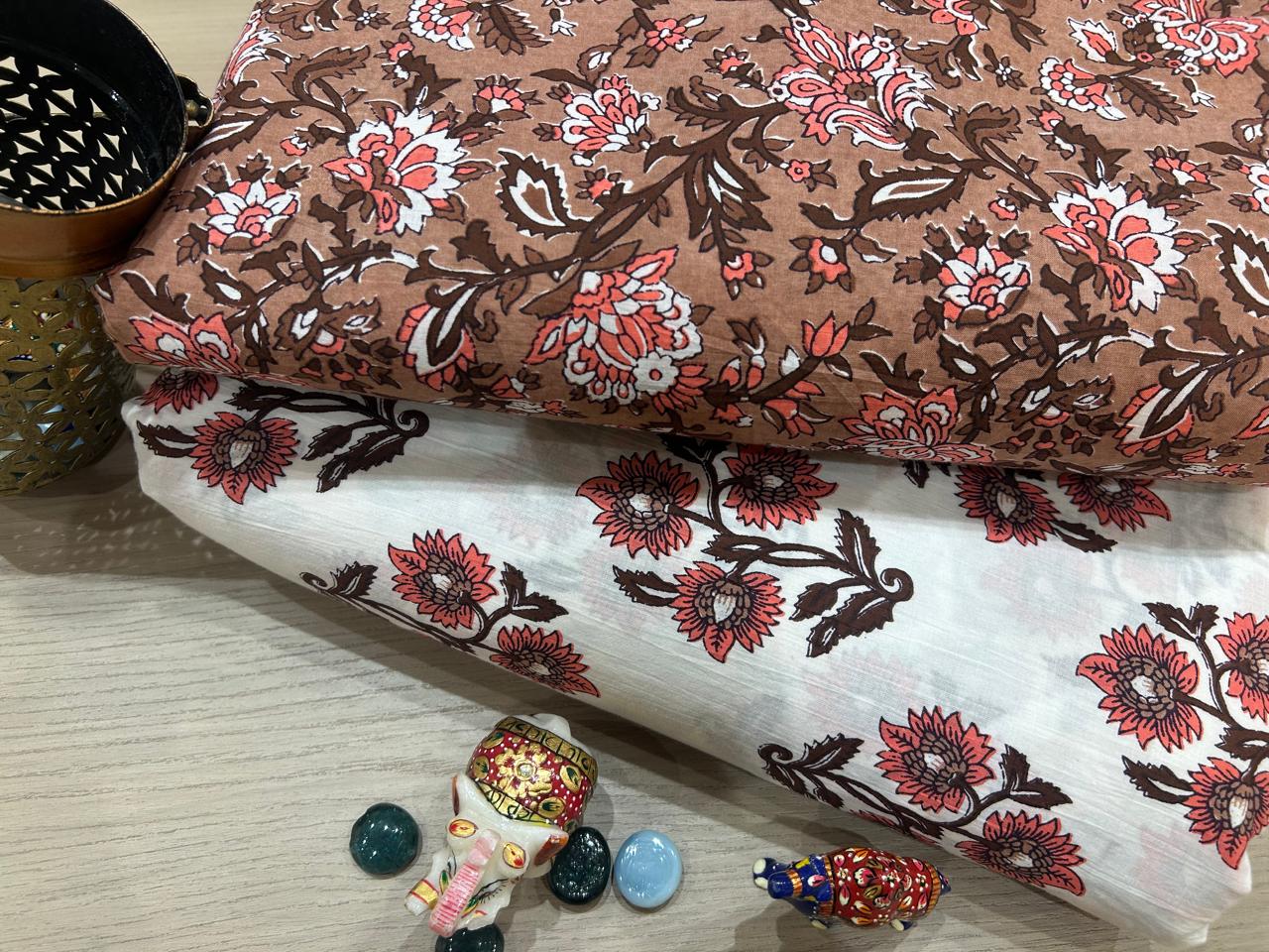 Cotton Printed Two Pc Fabric Set