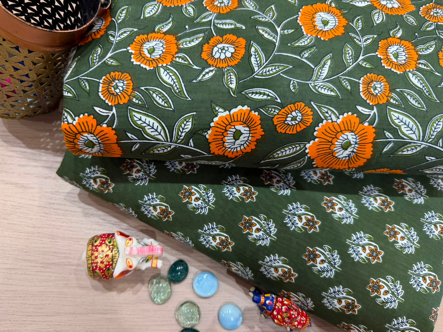 Cotton Printed Two Pc Fabric Set